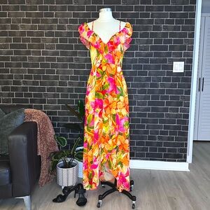 🌿 TROPICAL FLORAL MAXI DRESS 💐